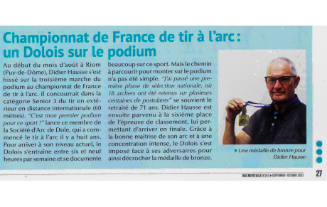 Didier Hausse , 3ème au championnat de France TAE ( fita) 
